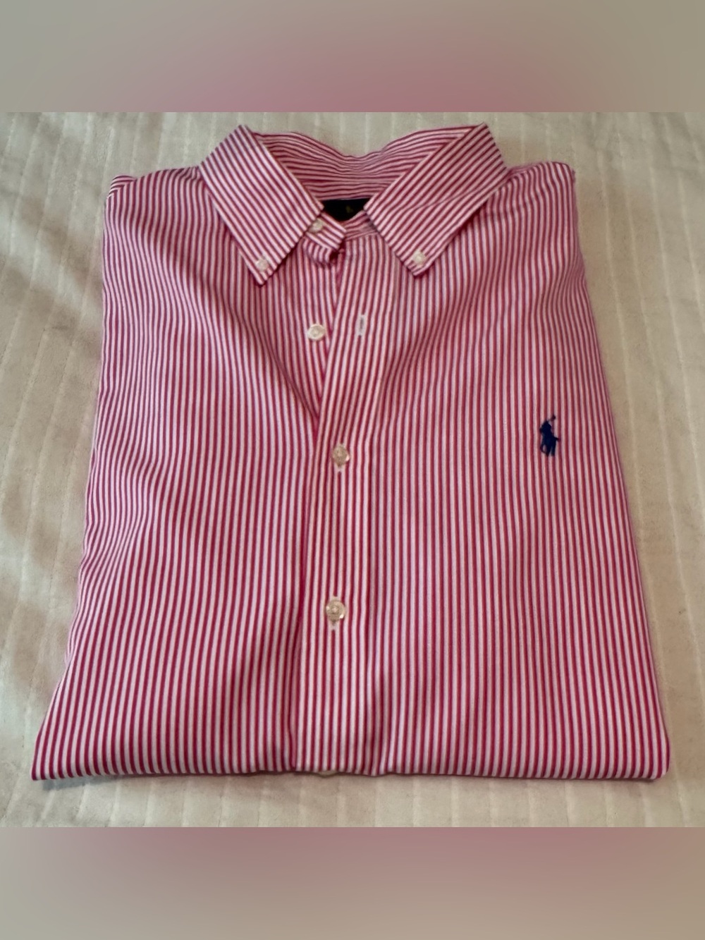 Polo Ralph Lauren Long Sleeve Button Down Shirt - Men’s XXL - Pink-Red / White S